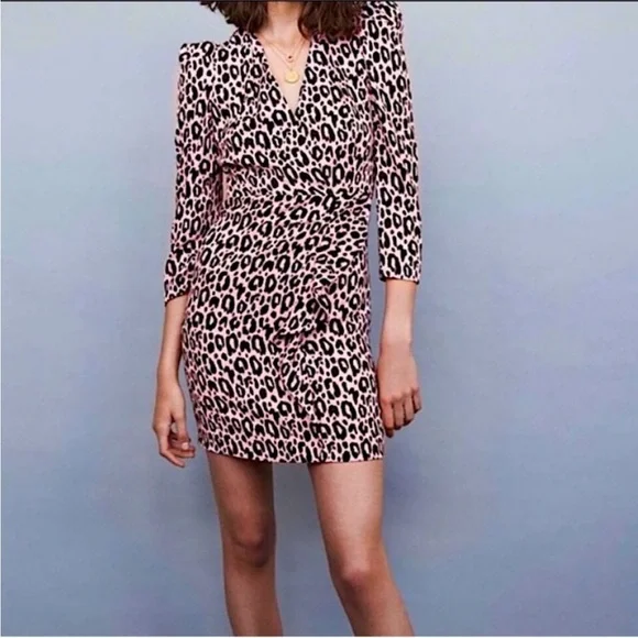 Maje Black and White Animal Print Mini Dress - Picture 2 of 9